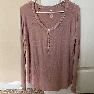 Mauve Super Soft Rib Henley